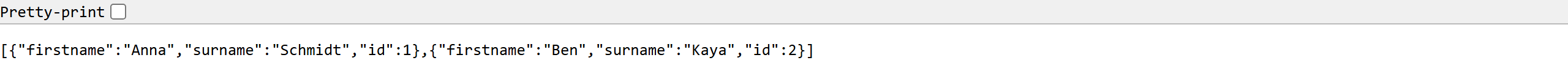Alle Personen als JSON-Array im Browser