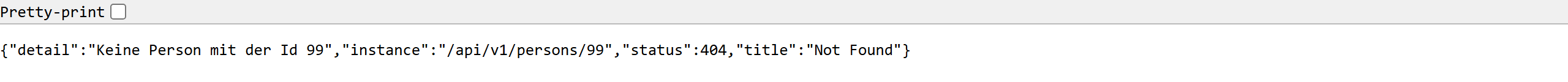Fehlerantwort nach RFC 9457 im Browser